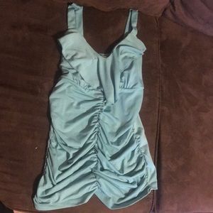 Teal Ruched Front Tank